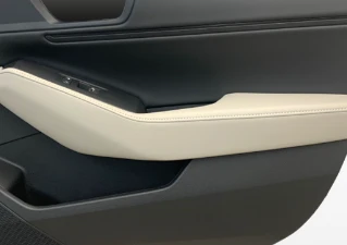 Close-up view of door trim armrests